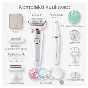 Braun Silk epil 9 Flex SkinSpa, valge - Epilaator