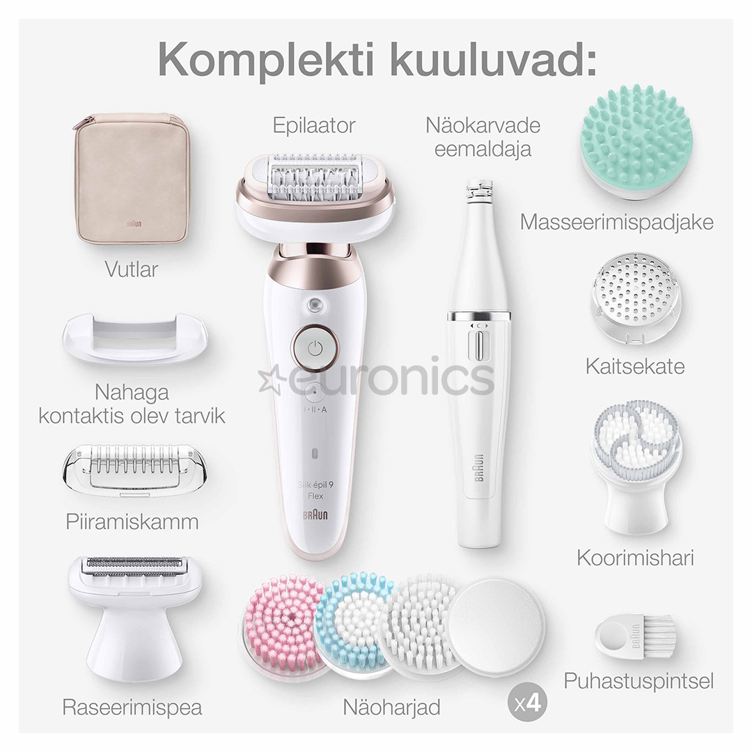 Braun Silk epil 9 Flex SkinSpa, valge - Epilaator