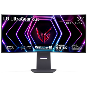 LG UltraGear OLED, 39'', WQHD, OLED, 240 Hz, nõgus, must - Monitor 39GS95QE-B