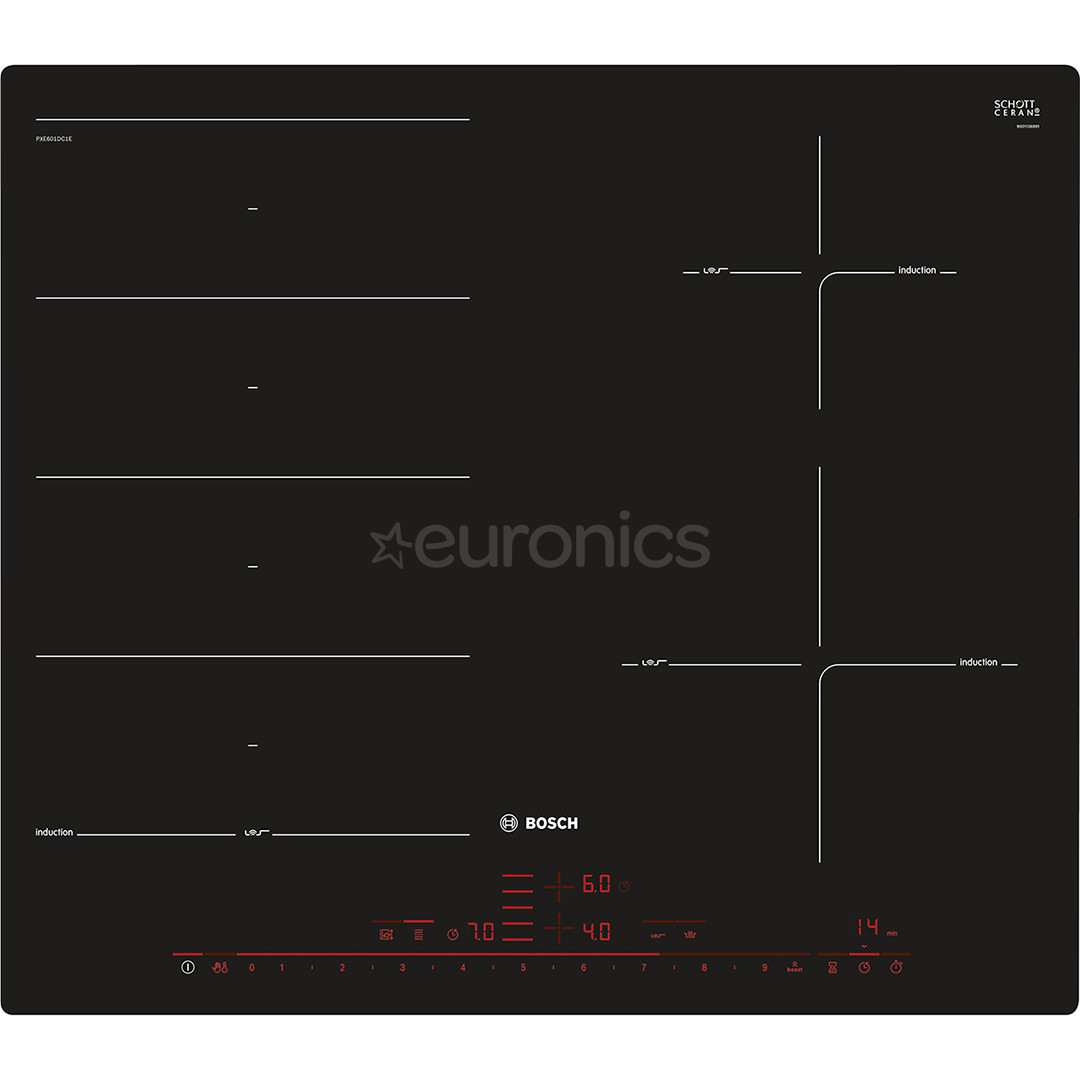 Bosch, Seeria 8, laius 57,2 cm, must - Integreeritav Induktsioonpliidiplaat