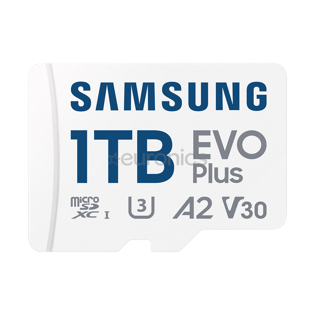 Samsung EVO Plus, microSDXC, 1 ТБ, белый - Карта памяти и адаптер