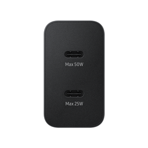 Samsung Dual USB-C, 50 W, must - Vooluadapter
