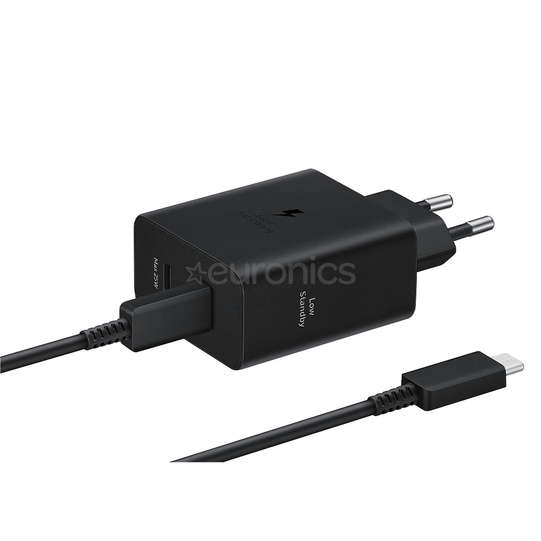 Samsung Dual USB-C, 50 W, must - Vooluadapter