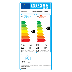 Electrolux, 3400 W, valge - Portatiivne konditsioneer