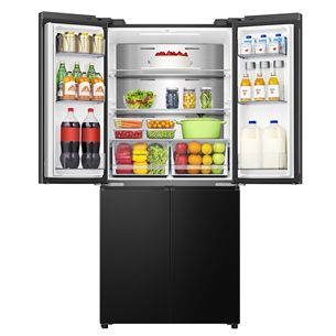 Hisense, Cross Door, No Frost, 483 л, высота 179 см, черный - SBS-холодильник
