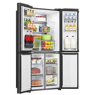 Hisense, Cross Door, No Frost, 483 л, высота 179 см, черный - SBS-холодильник