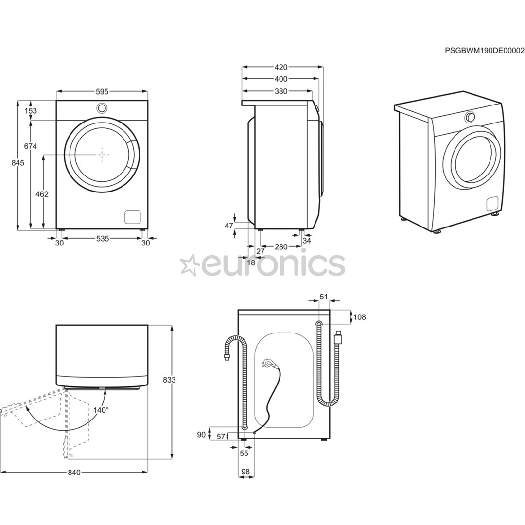 Electrolux, Perfect Care 600, 6 кг, глубина 37,8 см, 1200 об/мин - Стиральная машина с передней загрузкой