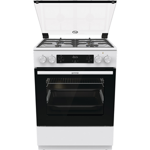 Gorenje, 71 L, laius 60 cm, valge - Gaasipliit elektriahjuga