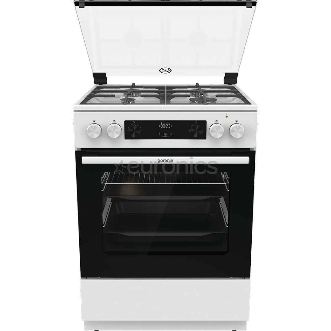Gorenje, 71 L, laius 60 cm, valge - Gaasipliit elektriahjuga