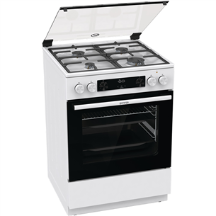 Gorenje, 71 L, laius 60 cm, valge - Gaasipliit elektriahjuga