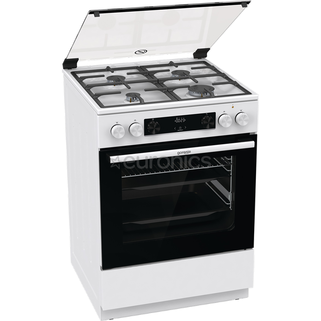 Gorenje, 71 L, laius 60 cm, valge - Gaasipliit elektriahjuga