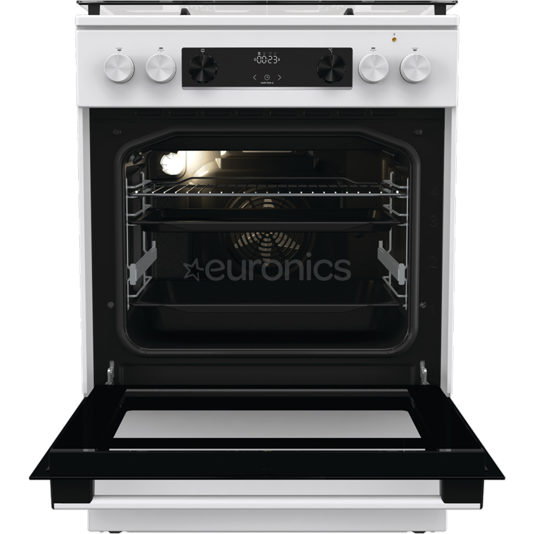 Gorenje, 71 L, laius 60 cm, valge - Gaasipliit elektriahjuga