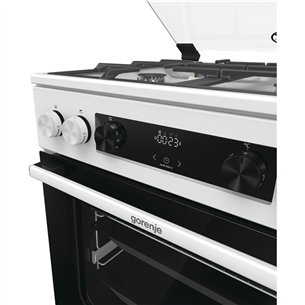 Gorenje, 71 L, laius 60 cm, valge - Gaasipliit elektriahjuga