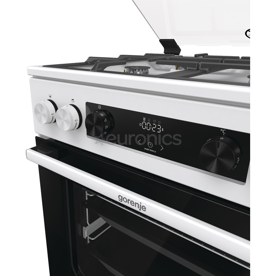 Gorenje, 71 L, laius 60 cm, valge - Gaasipliit elektriahjuga
