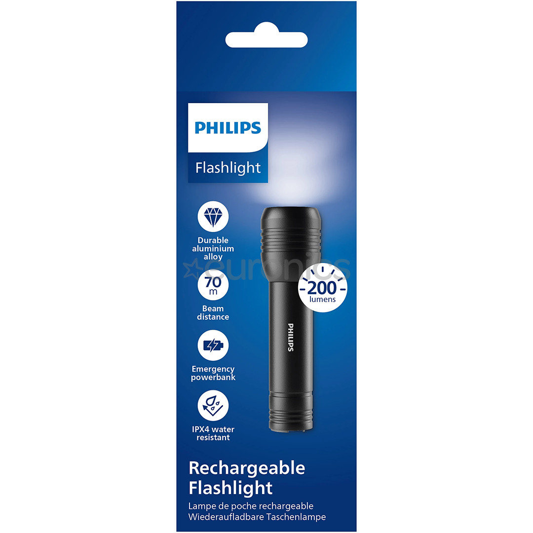 Philips Torch, 200 lm, black - Flashlight