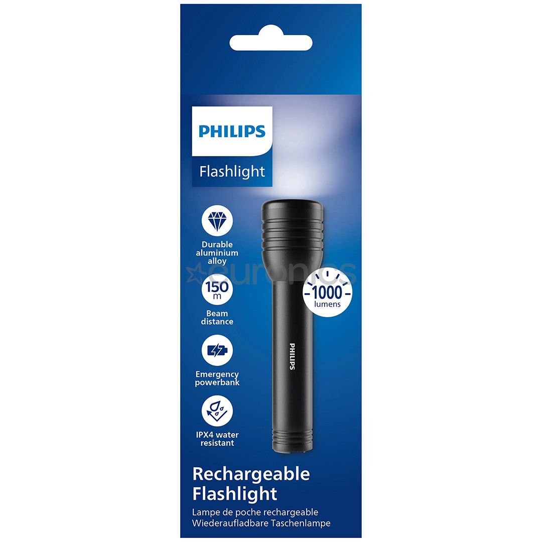 Philips Torch, 1000 lm, black - Flashlight