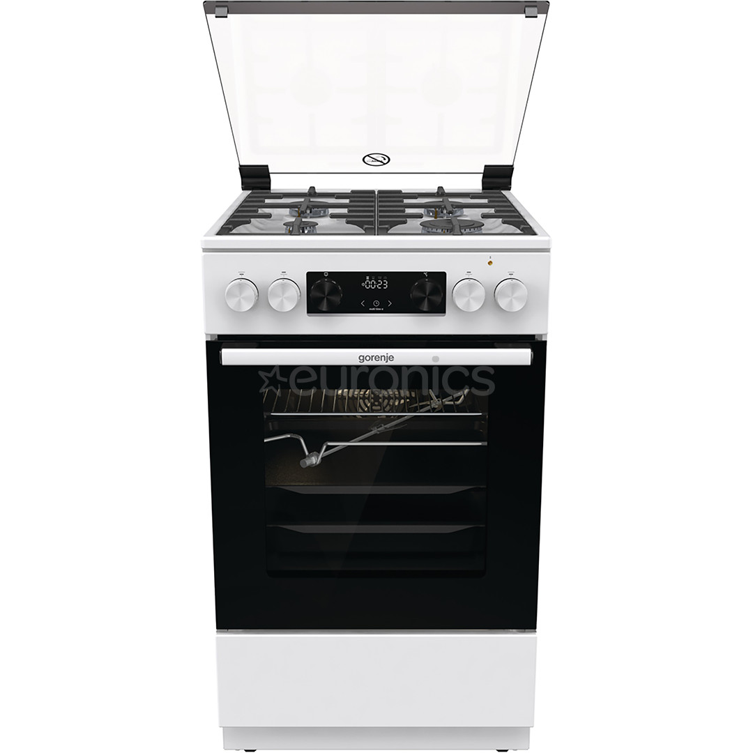 Gorenje, 70 L, laius 50 cm, valge - Gaasipliit elektriahjuga