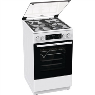 Gorenje, 70 L, laius 50 cm, valge - Gaasipliit elektriahjuga