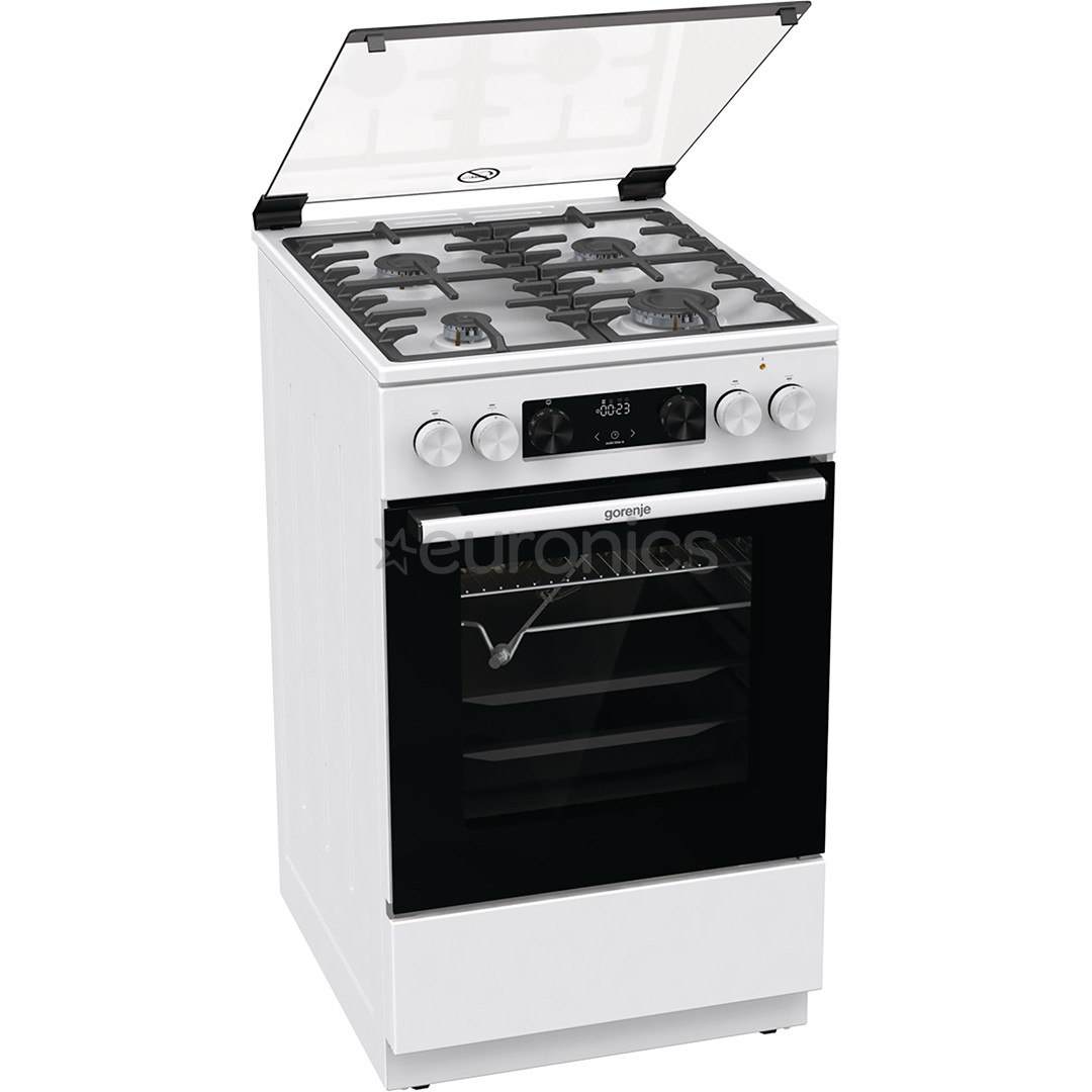Gorenje, 70 L, laius 50 cm, valge - Gaasipliit elektriahjuga