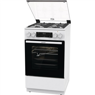 Gorenje, 70 L, laius 50 cm, valge - Gaasipliit elektriahjuga