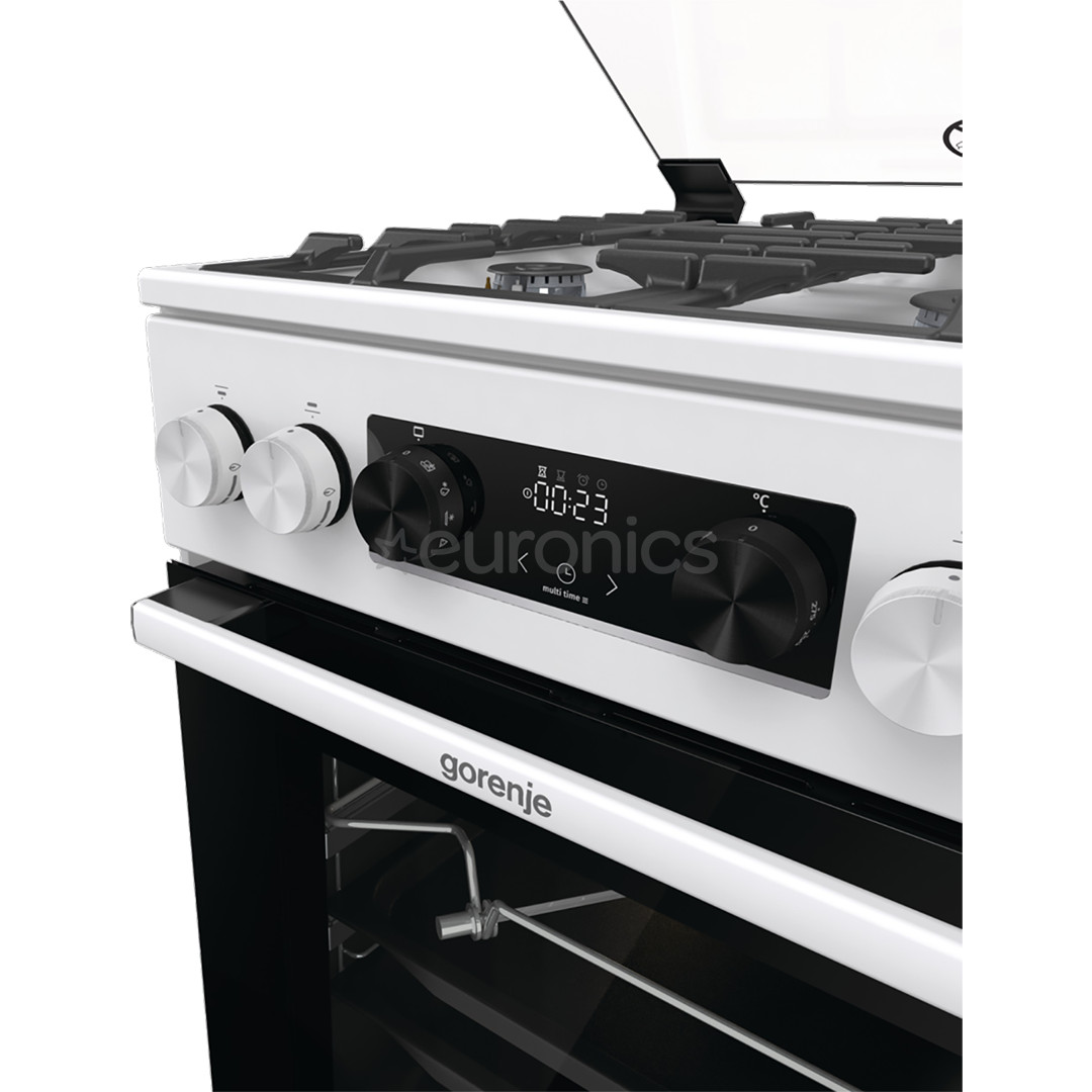 Gorenje, 70 L, laius 50 cm, valge - Gaasipliit elektriahjuga