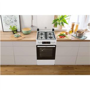 Gorenje, 70 L, laius 50 cm, valge - Gaasipliit elektriahjuga