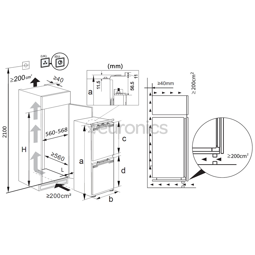 Hisense, NoFrost Dual, 284 L, kõrgus 194 cm - Integreeritav külmik