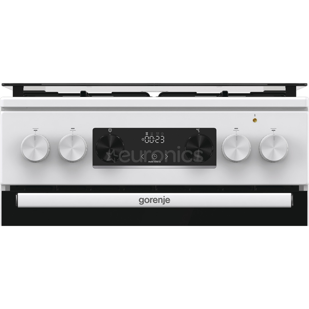Gorenje, 62 L, laius 50 cm, valge - Gaasipliit elektriahjuga