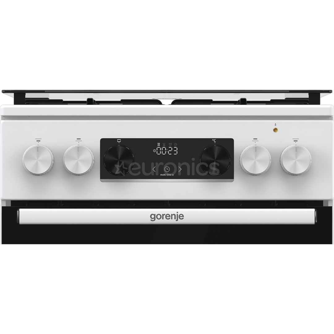 Gorenje, 62 L, laius 50 cm, valge - Gaasipliit elektriahjuga