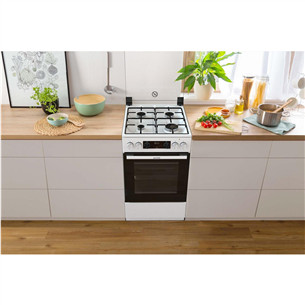 Gorenje, 62 L, laius 50 cm, valge - Gaasipliit elektriahjuga