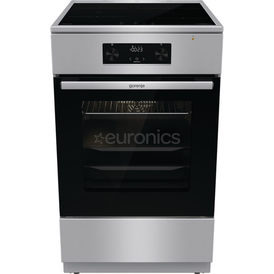 Gorenje, 70 л, ширина 50 см, нерж. сталь - Индукционная плита с электрической духовкой