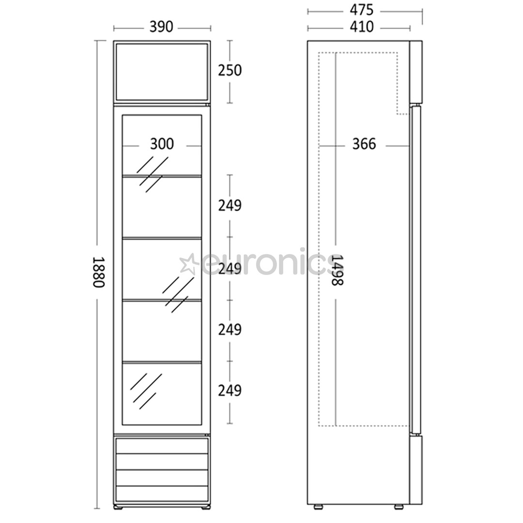 Scandomestic, 160 л, высота 188 см, черный - Холодильник-витрина