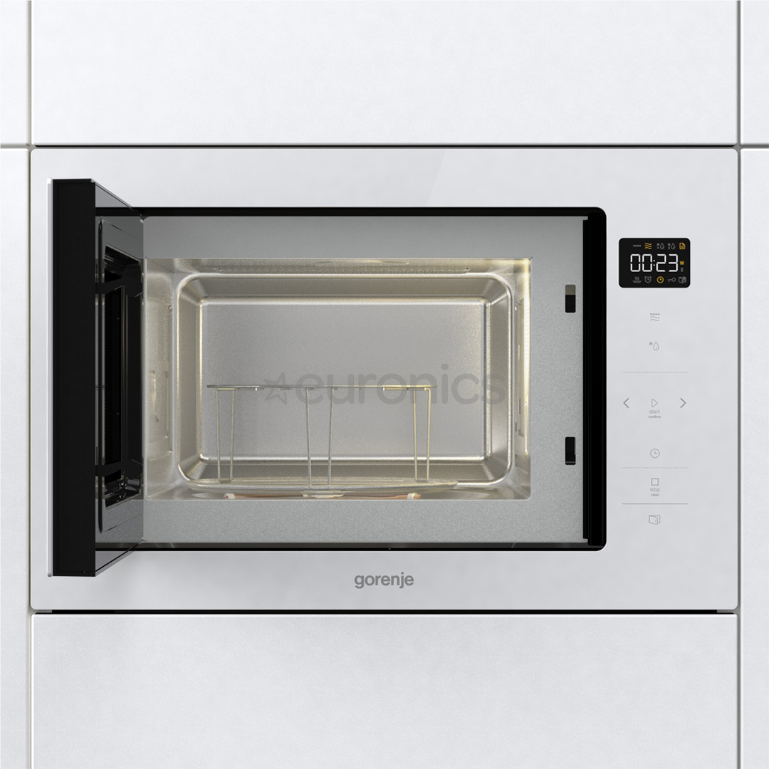 Gorenje, 25 L, 900 W, white - Built-in microwave with grill