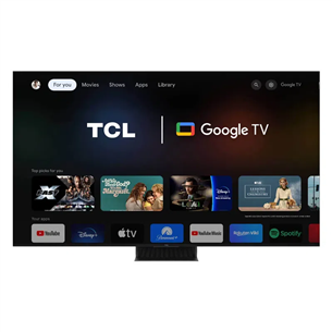 TCL C855, 65'', 4K UHD, Mini-LED, tumehall - Teler