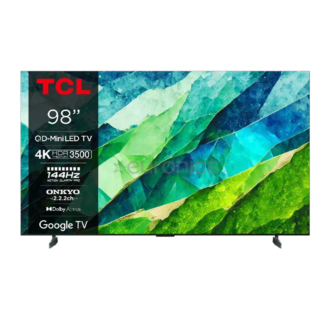 TCL C855, 98'', 4K UHD, Mini-LED, tumehall - Teler