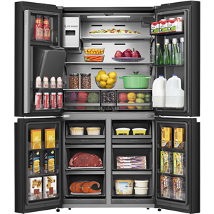 Hisense, Cross Door, NoFrost, 577 л, высота 179 см, черный - SBS-холодильник