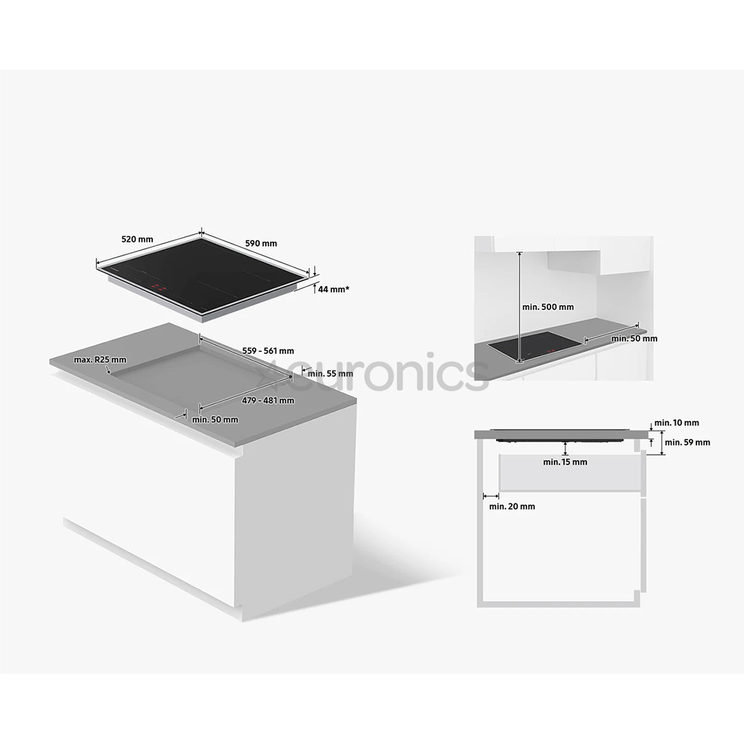 Samsung, width 59 cm, black - Built-in induction hob