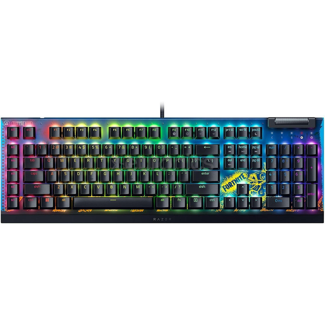 Razer BlackWidow V4 X Fortnite Ediiton, Yellow Switch, mehaaniline, US, must - Klaviatuur