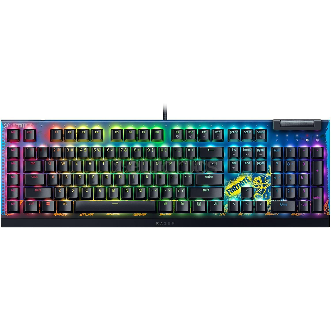 Razer BlackWidow V4 X Fortnite Ediiton, Yellow Switch, mehaaniline, US, must - Klaviatuur