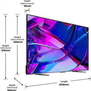 Hisense U7KQ, 100'', Ultra HD, Mini LED, must - Teler
