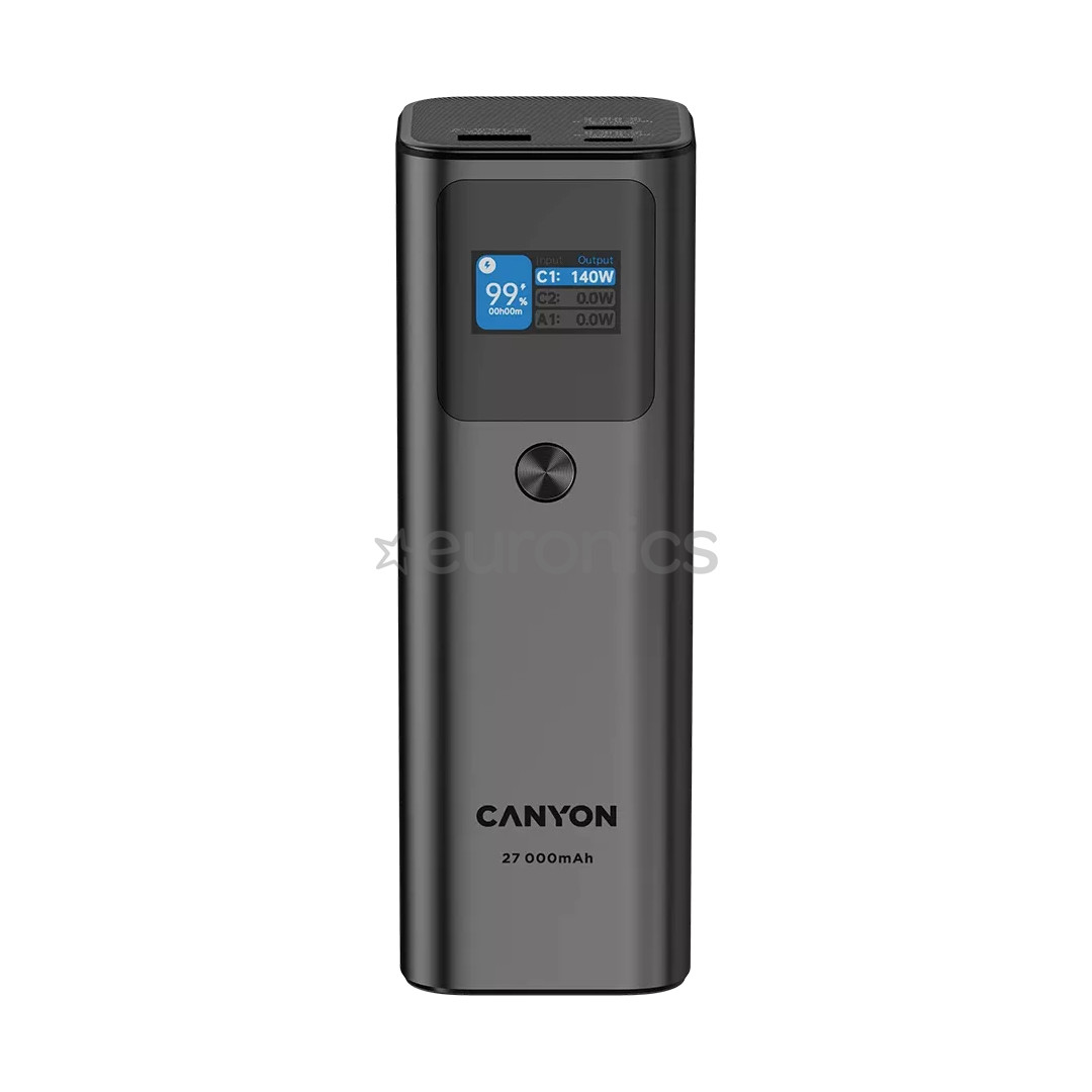 Canyon PB-2010, 27 000 mAh, USB-A, USB-C, tumehall - Akupank