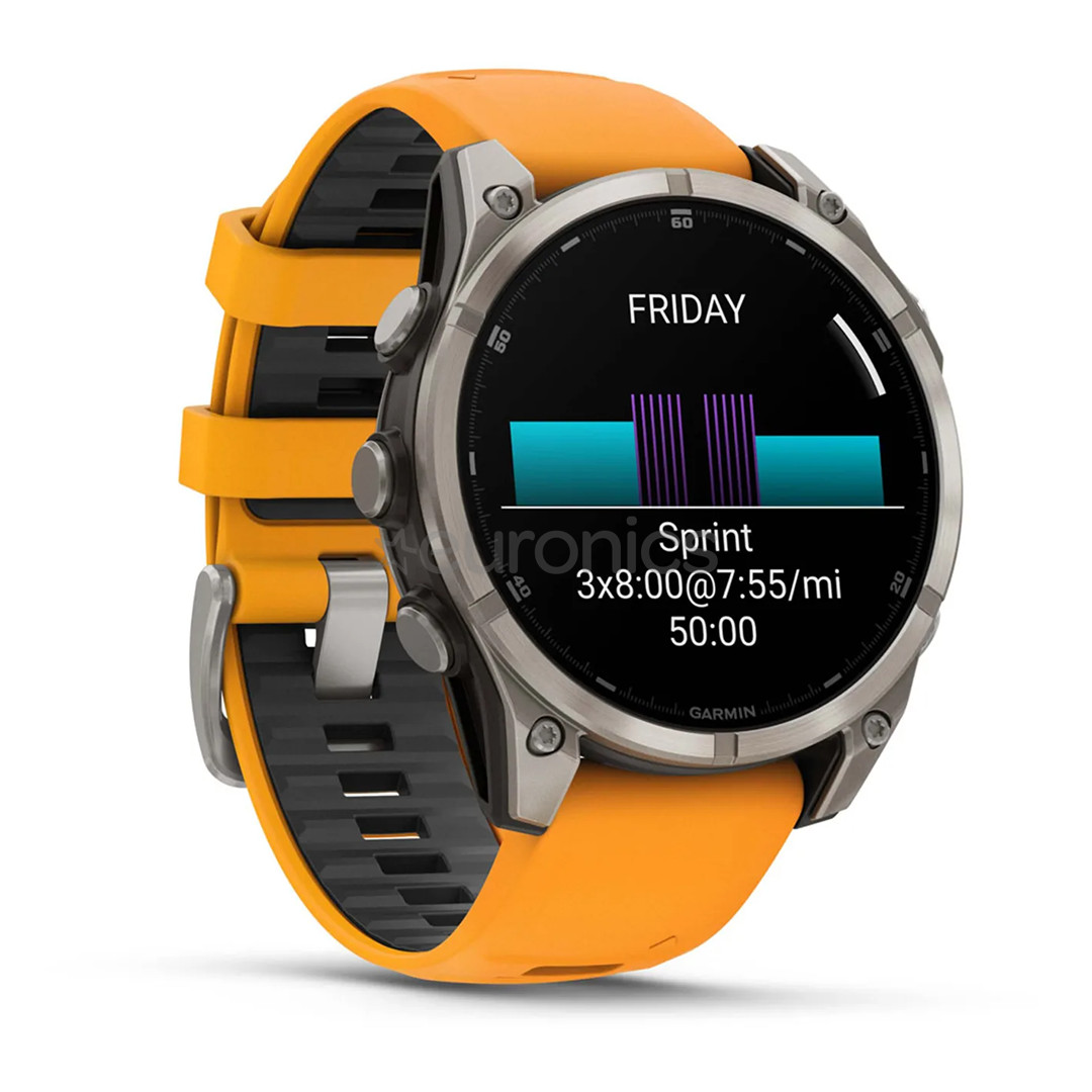 Garmin Fenix 8 Sapphire, 47 мм, серый/оранжевый - Спортивные часы