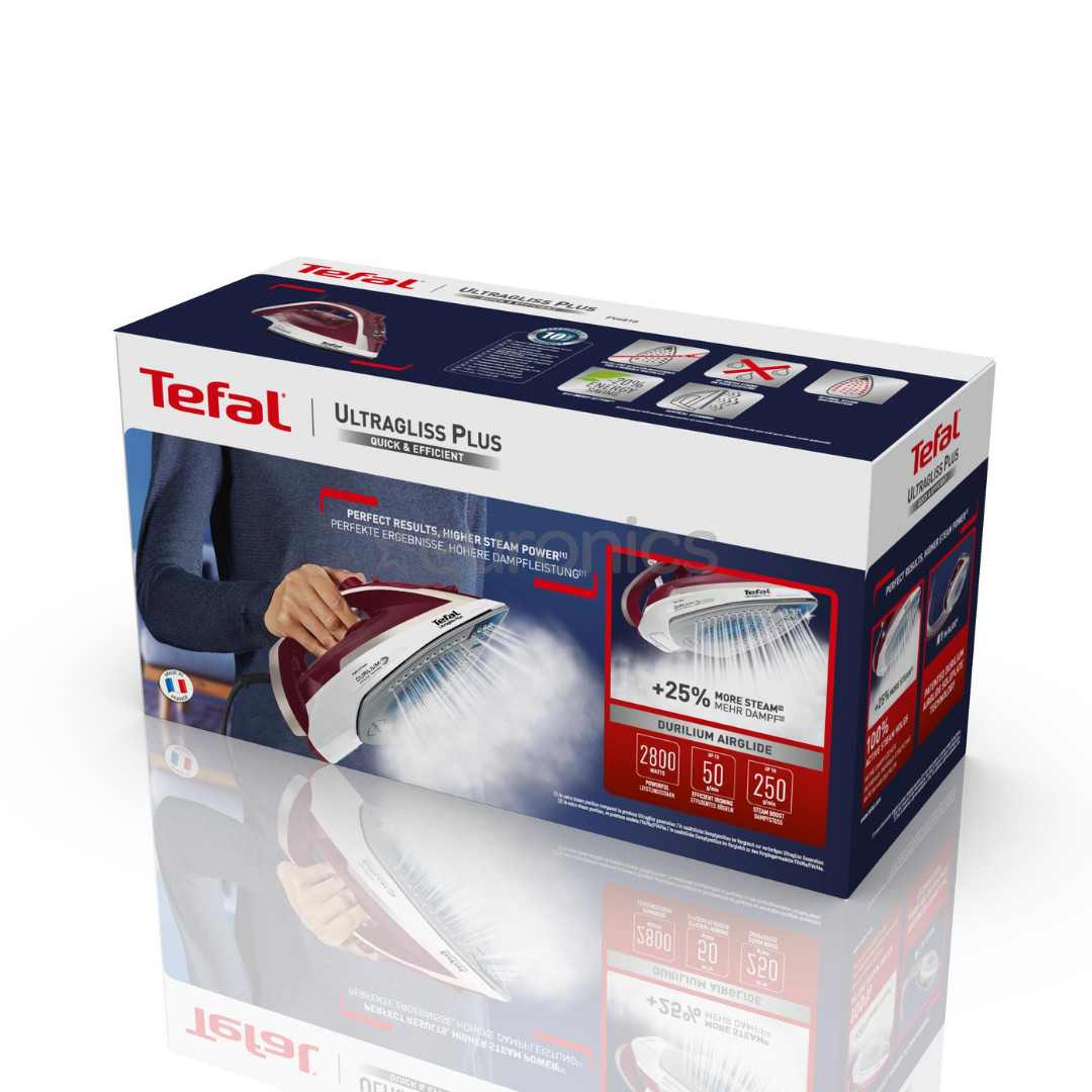 Tefal Ultragliss Plus, 2800 Вт, темно-красный/белый - Паровой утюг