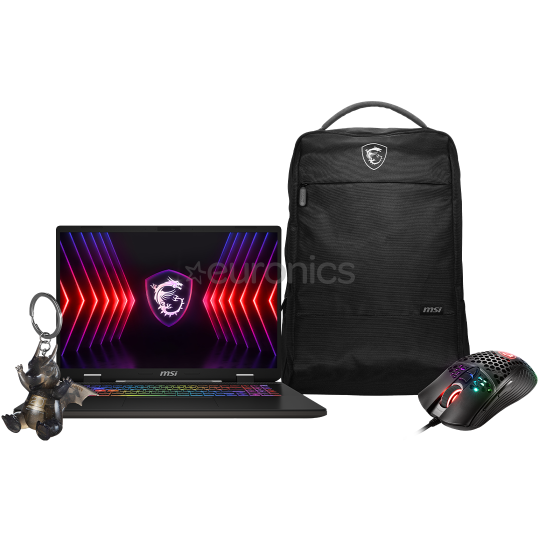 MSI Sword 17 HX B14V 20th Anniversary Bundle, 17'', WQHD+, 240 Hz, i7, 32 GB, 2 TB, RTX 4070, cosmos gray - Notebook bundle