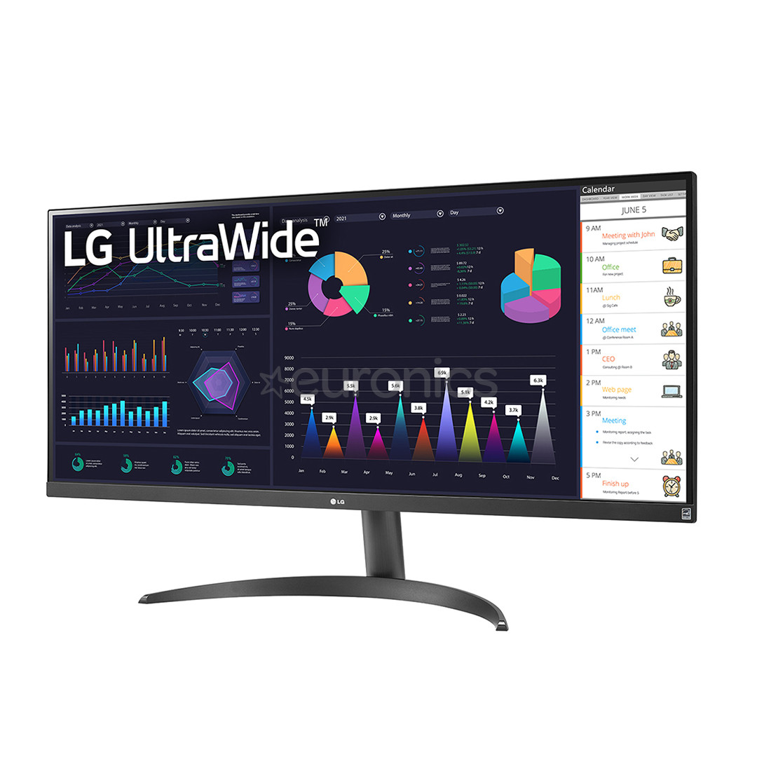 LG WQ500 UltraWide, 34'', 100 Hz, FHD, IPS, black - Monitor