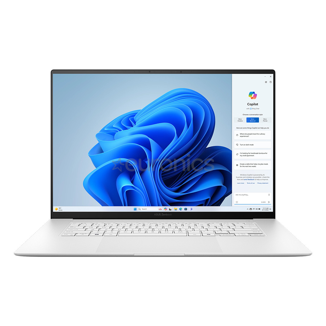 Asus Zenbook S 16 OLED, 16'', 3K, 120 Hz, OLED, Ryzen AI 9, 24 GB, 1 TB, valge - Sülearvuti