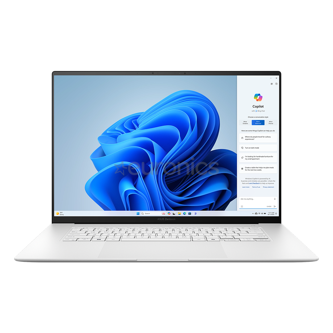 Asus Zenbook S 16 OLED, 16'', 3K, 120 Гц, OLED, Ryzen AI 9, 24 ГБ, 1 ТБ, белый - Ноутбук