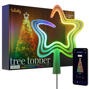 Twinkly Tree Topper, RGB, 76 LED, USB-C, valge - Nutikas jõulupuu tipukaunistus