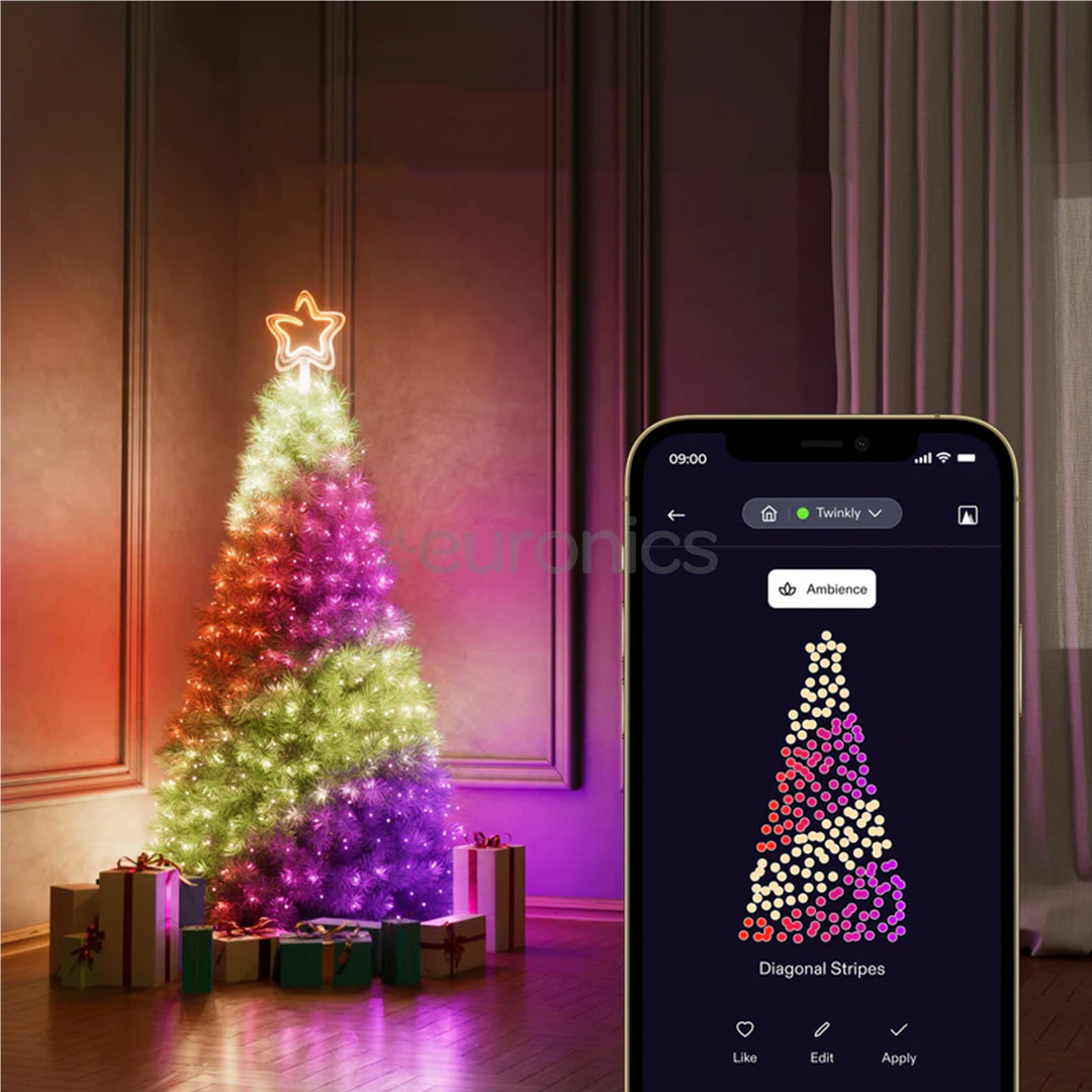 Twinkly Tree Topper, RGB, 76 LED, USB-C, valge - Nutikas jõulupuu tipukaunistus