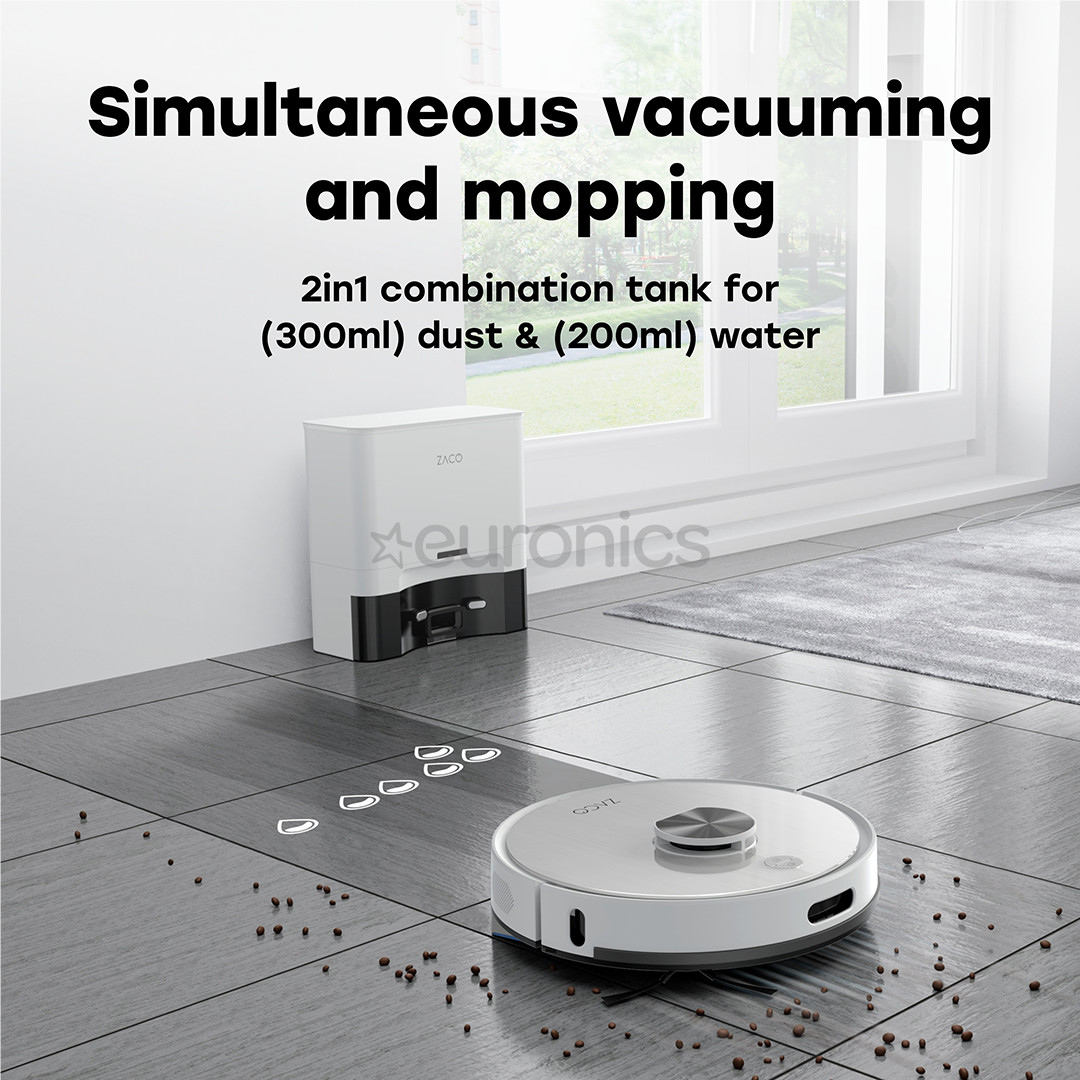 Zaco A10 Plus, сухая и влажная уборка, белый - Робот-пылесос